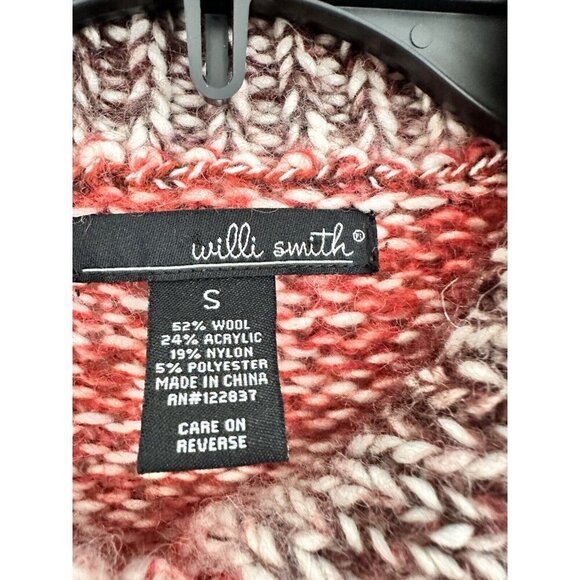 Willi Smith Wool Blend Cardigan Duster Womens Sz S Red Long Heavy Knit Classic - Picture 8 of 10